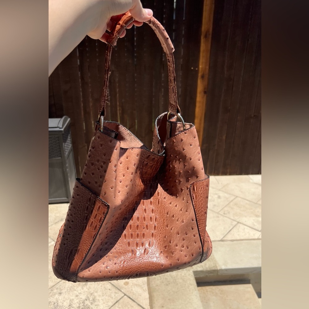 Crocodile Textured Satchel Bag